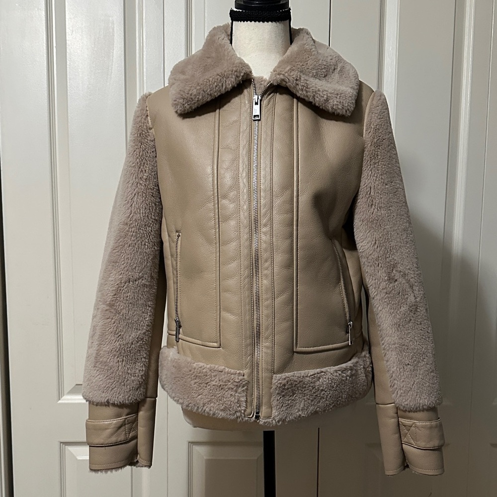 Beige faux shearling jacket - Women